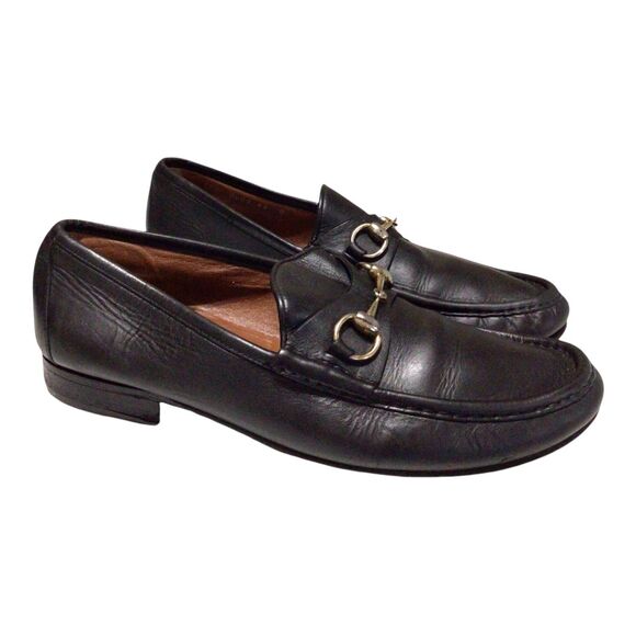 Black Leather GUCCI Horse Bit Loafers Sz 10 - Picture 1 of 9